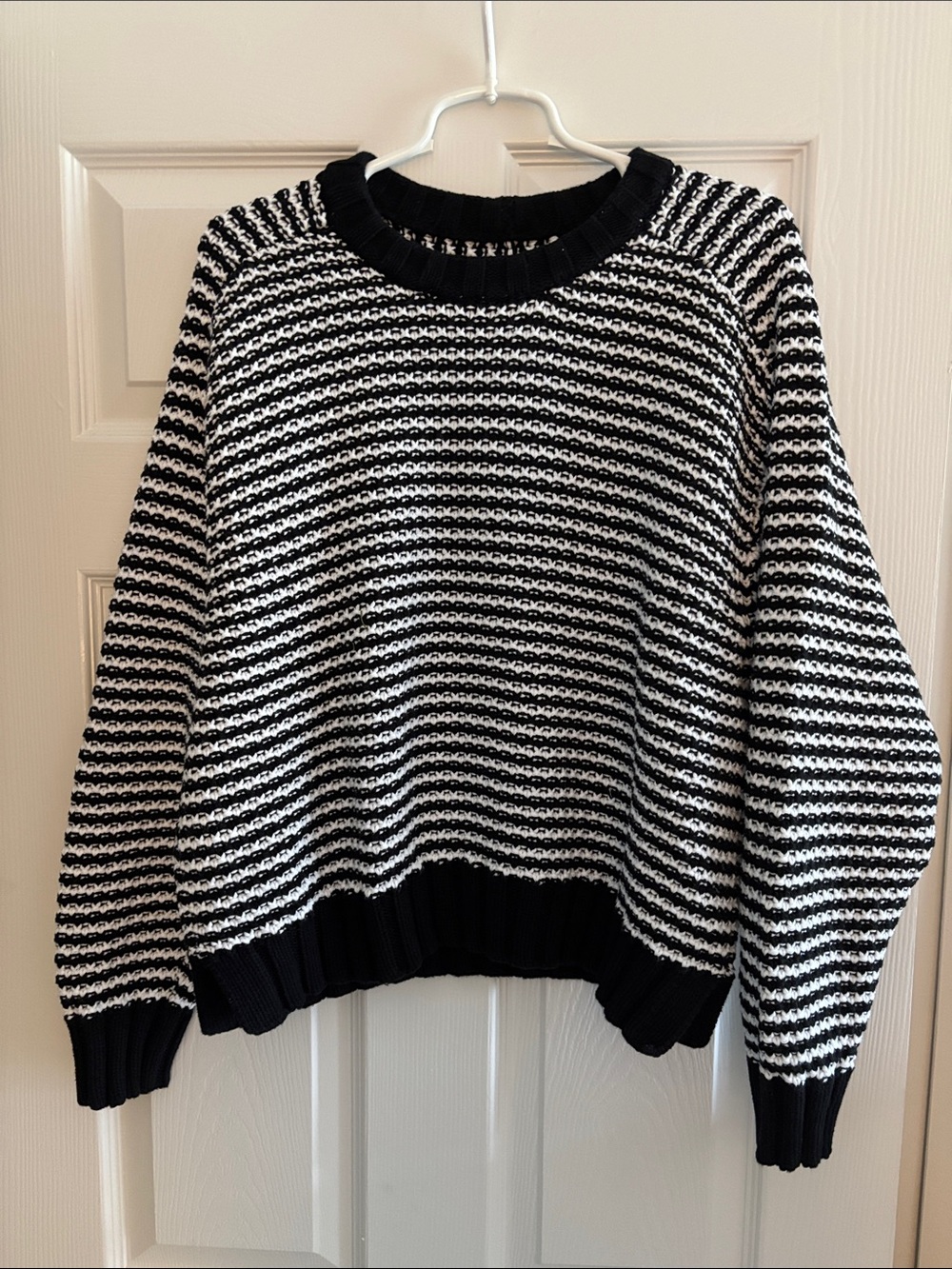 Pistola Black and White Striped Crewneck Sweater